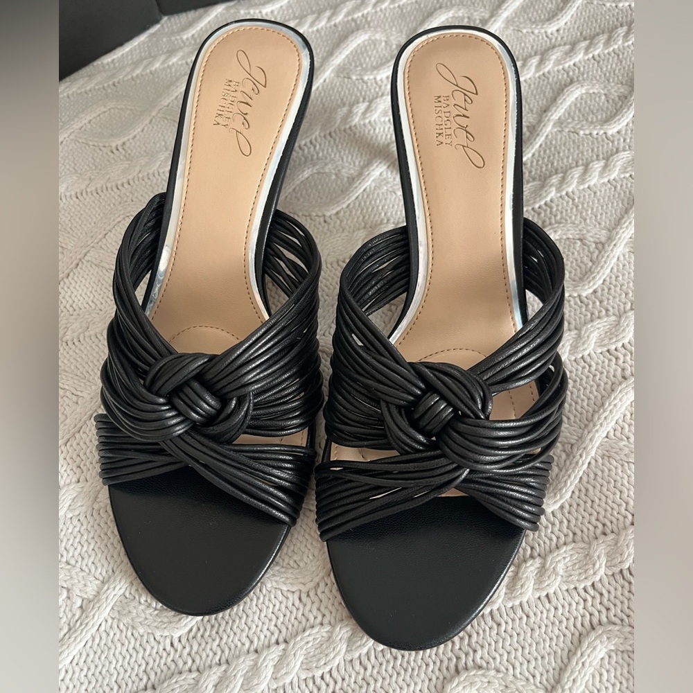 New! Jewel Badgley Mischka Black Heeled Slide Sandals Women’s Size 7.5 - Picture 13 of 14